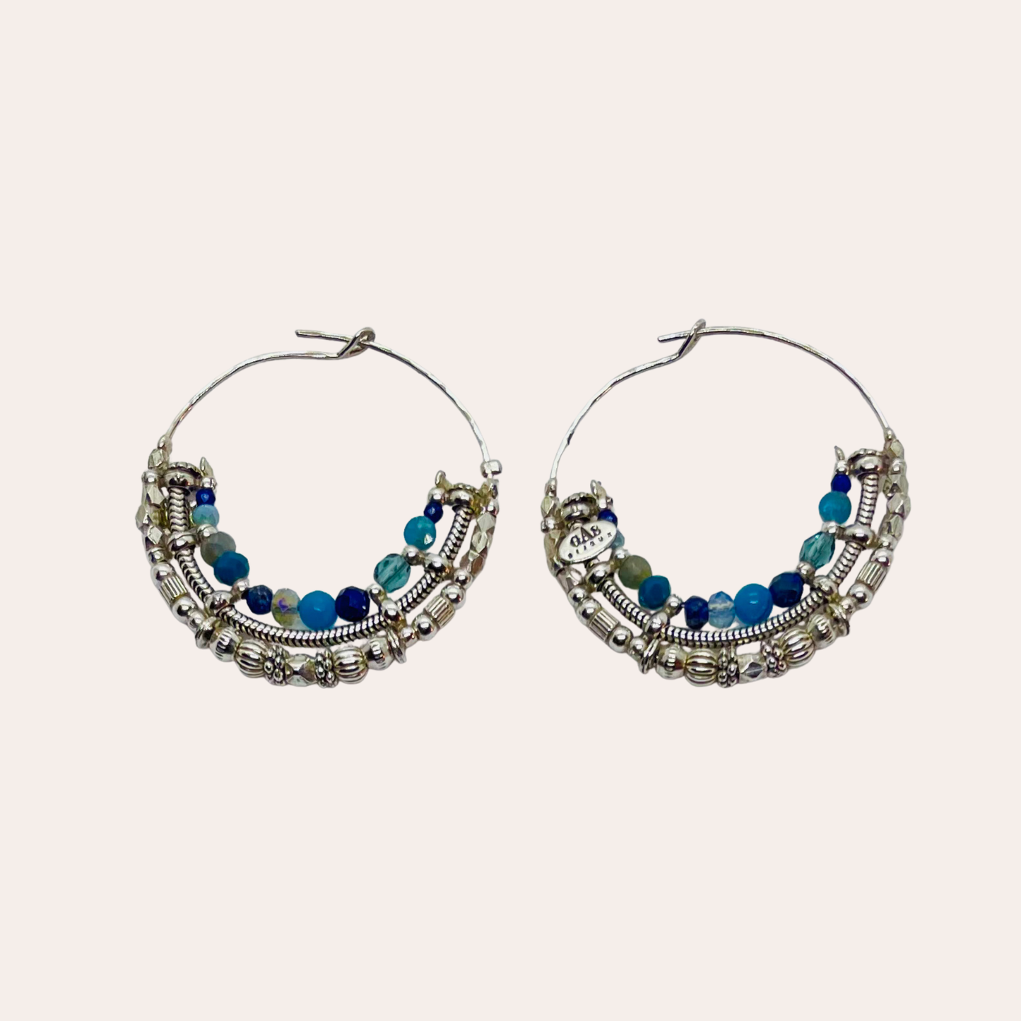 Boucles d'oreilles GAS Bijoux - Créoles Comédia argent / bleu