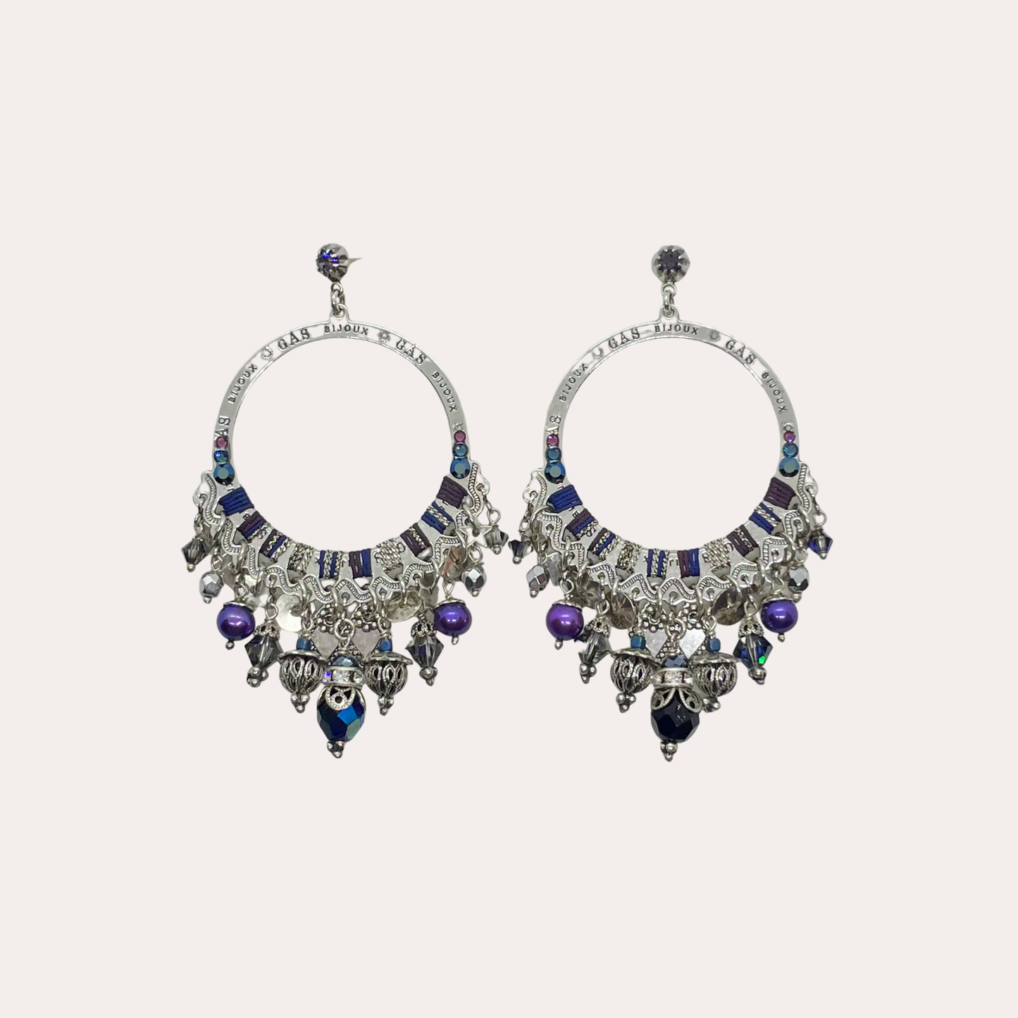 Boucles d'oreilles GAS Bijoux - Cécile argent bleu nuit / violet