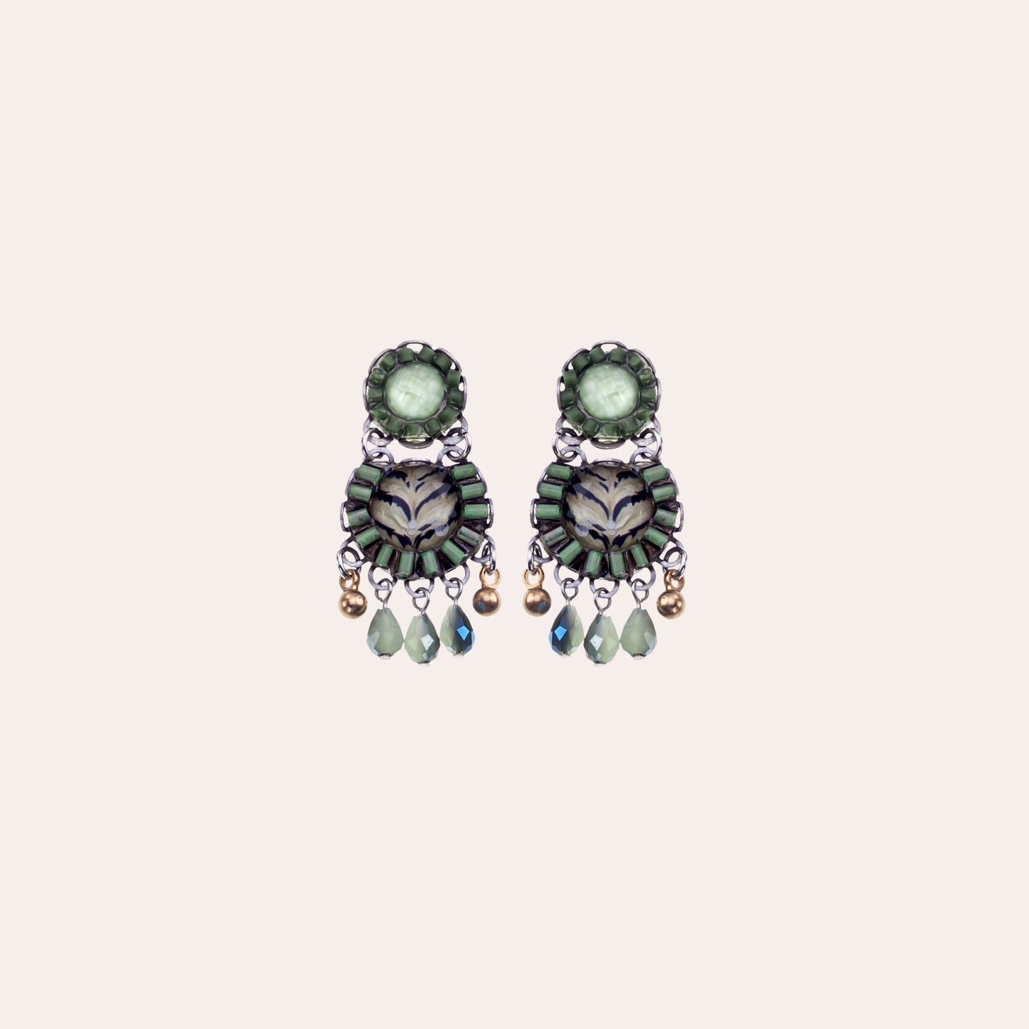 Boucles d'oreilles Ayala Bar - Eucalyptus vertes