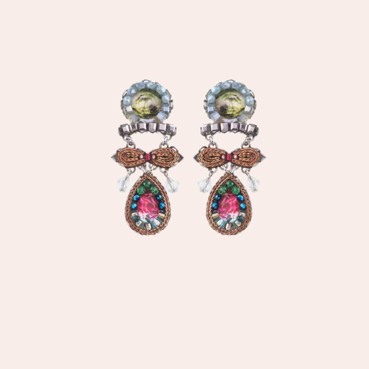 Boucles d'oreilles Ayala Bar - bleu vert / rose vif
