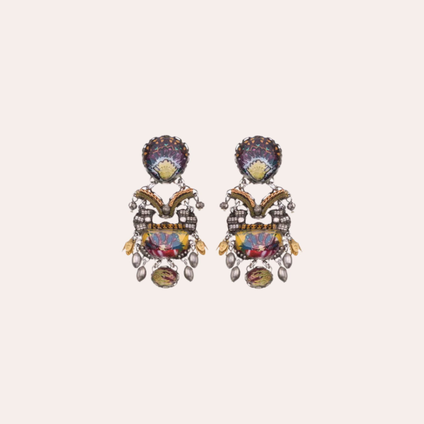 Boucles d'oreilles Ayala Bar - Southern belle kaki / jaune