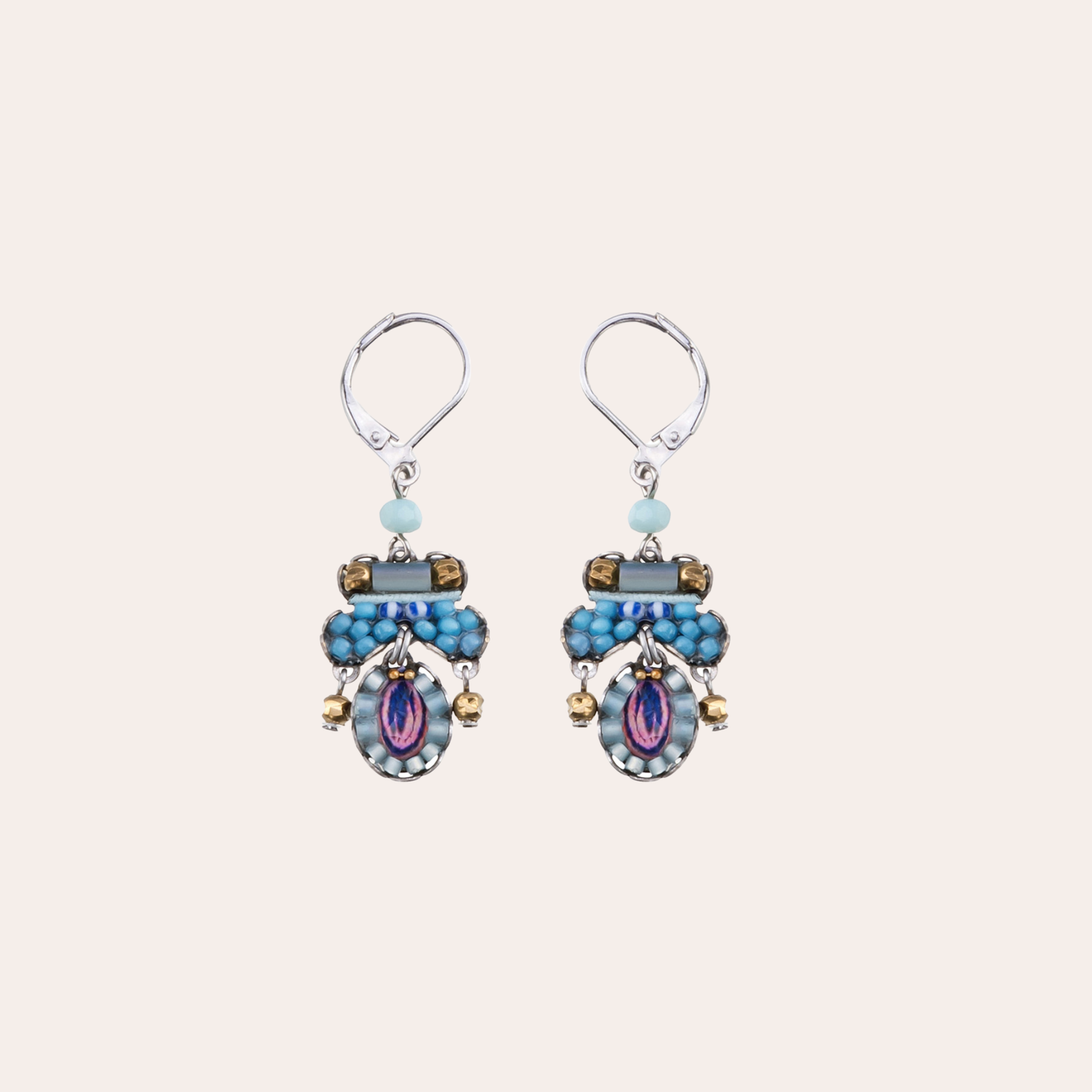 Boucles d'oreilles Ayala Bar - Blue bird bleu / rose