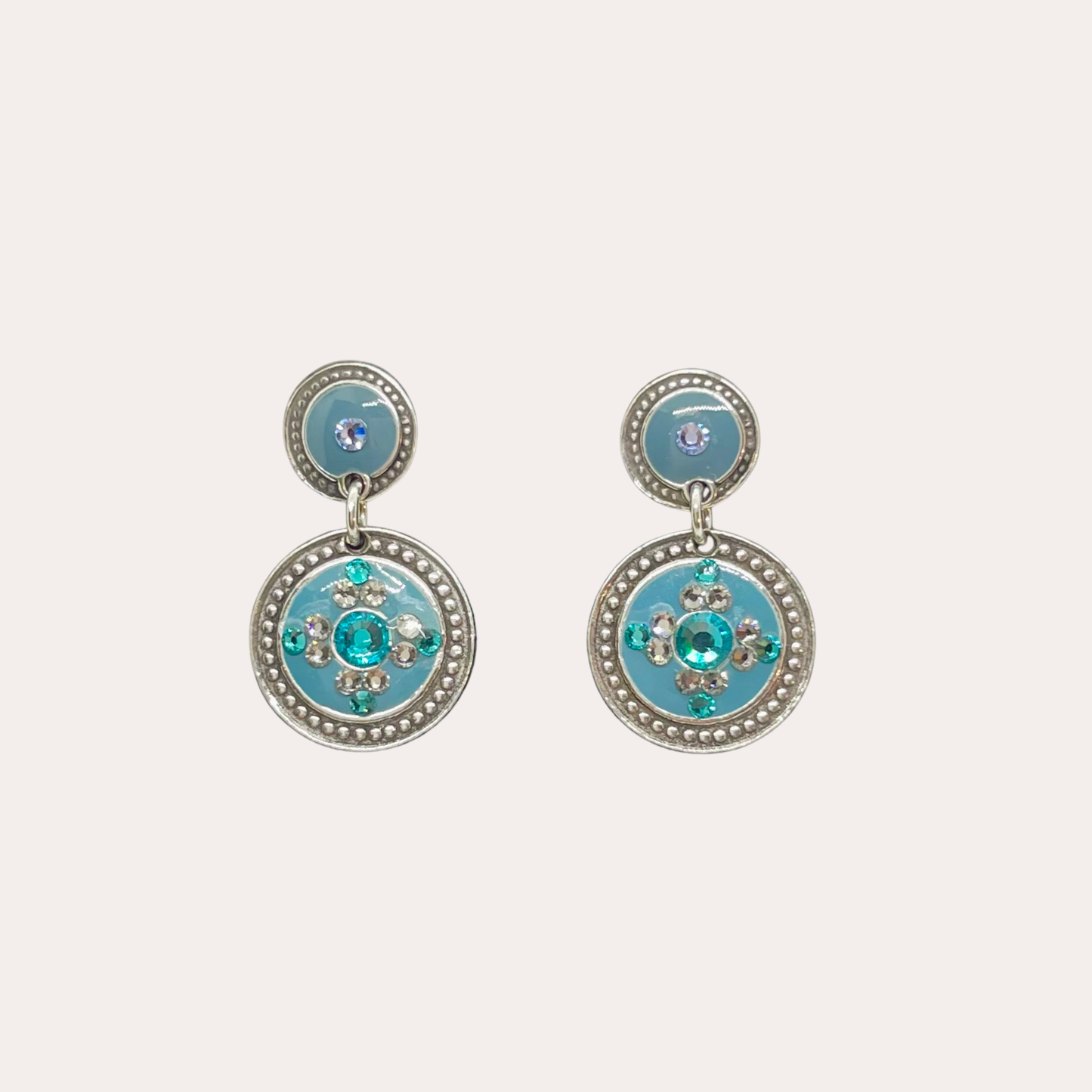 Boucles d'oreilles GAS Bijoux - Sequin simple argent / bleu