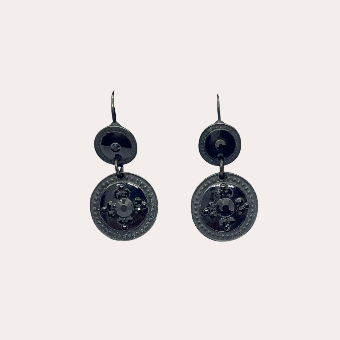 Boucles d'oreilles GAS Bijoux - Sequin simple argent / vernis noir