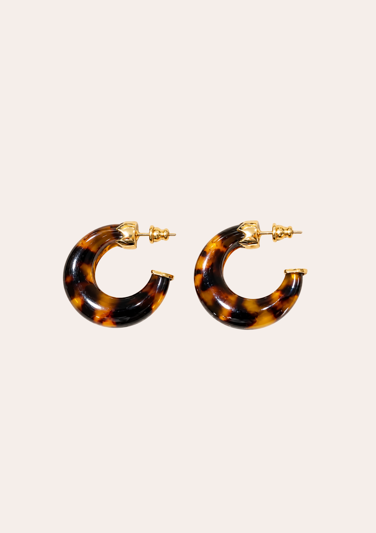 Boucles d'oreilles Gas Bijoux - créoles Abalone mini or acétate / écaille marron