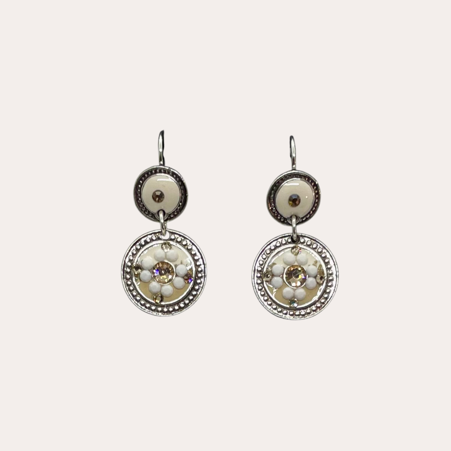 Boucles d'oreilles GAS Bijoux - Sequin simple argent / ivoire / nude