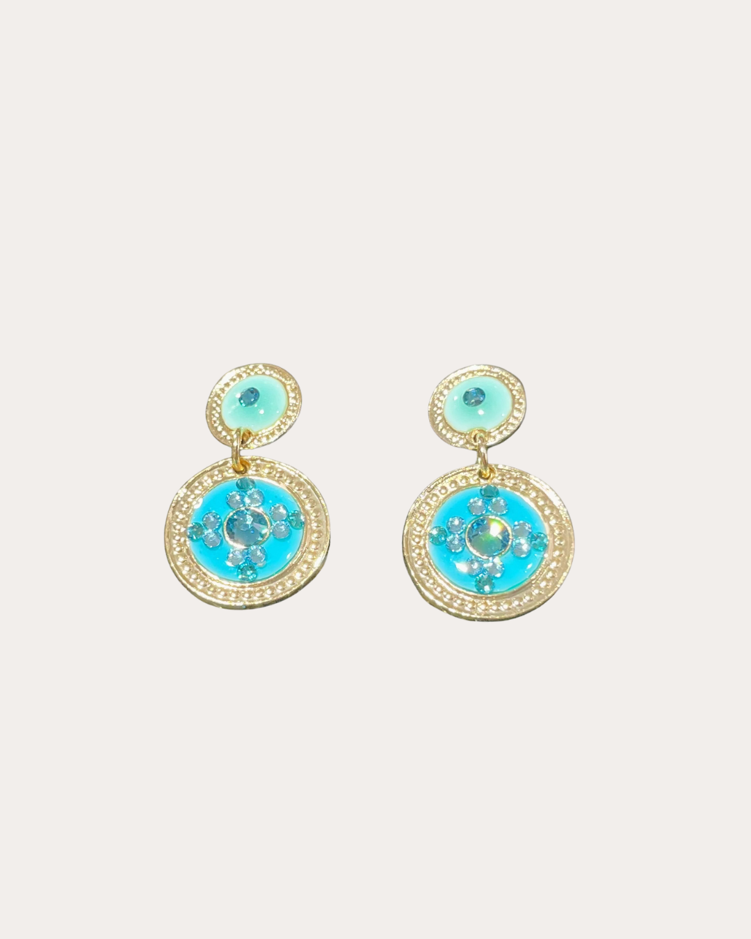 Boucles d'oreilles Gas bijoux - Sequin or simple or / turquoise