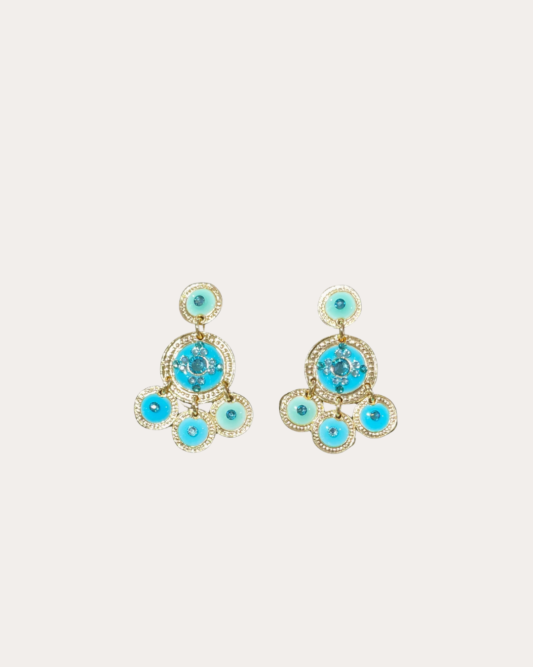 Boucles d'oreilles GAS Bijoux - Sequins double or / turquoise