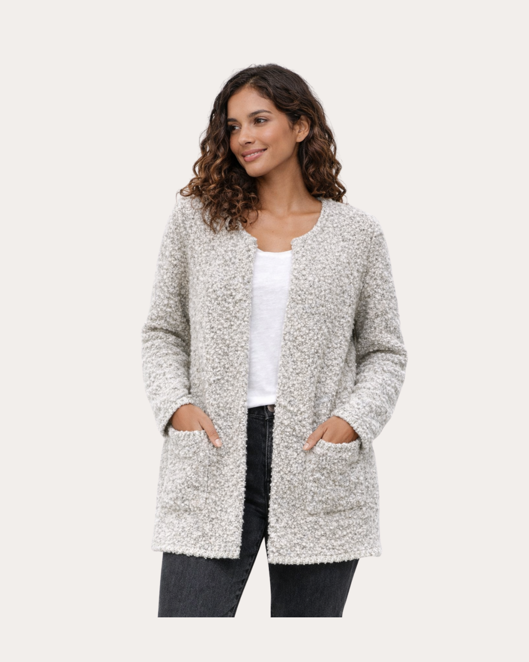 Fengo Jacket - light beige marl bouclé knit