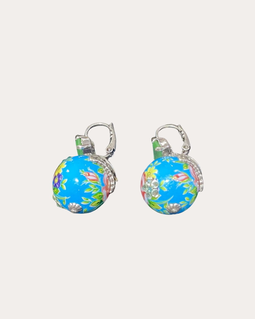 Boucles d'oreilles Gas Bijoux - Décalco boules chinoises argent / bleu