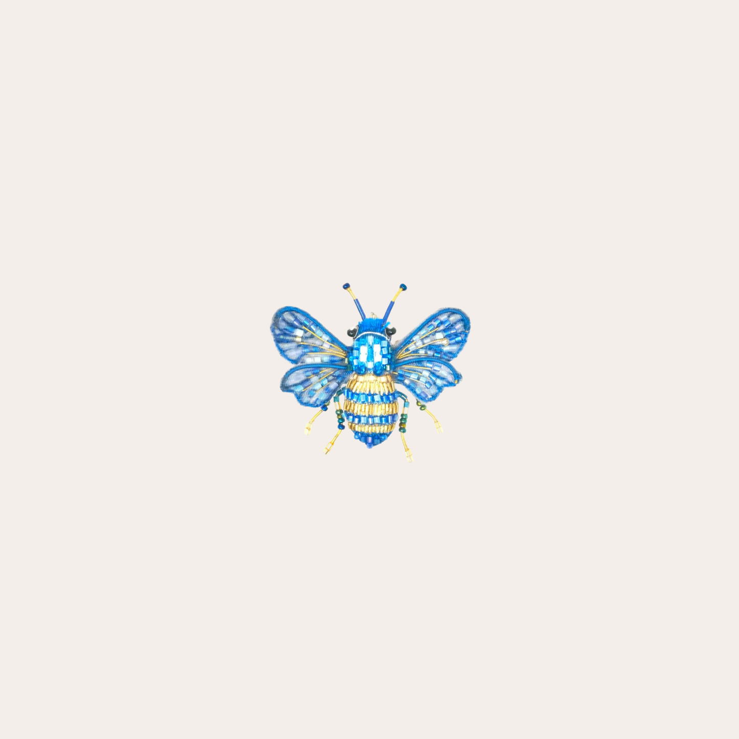 Broche Trovelore - Abeille perles bleues et or