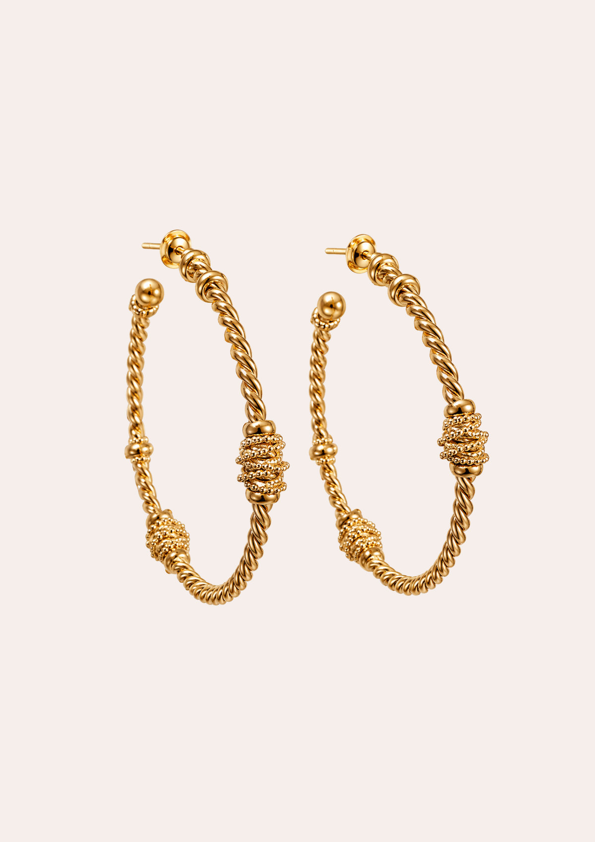 GAS Bijoux Earrings - Gold Torsade Hoop Earrings