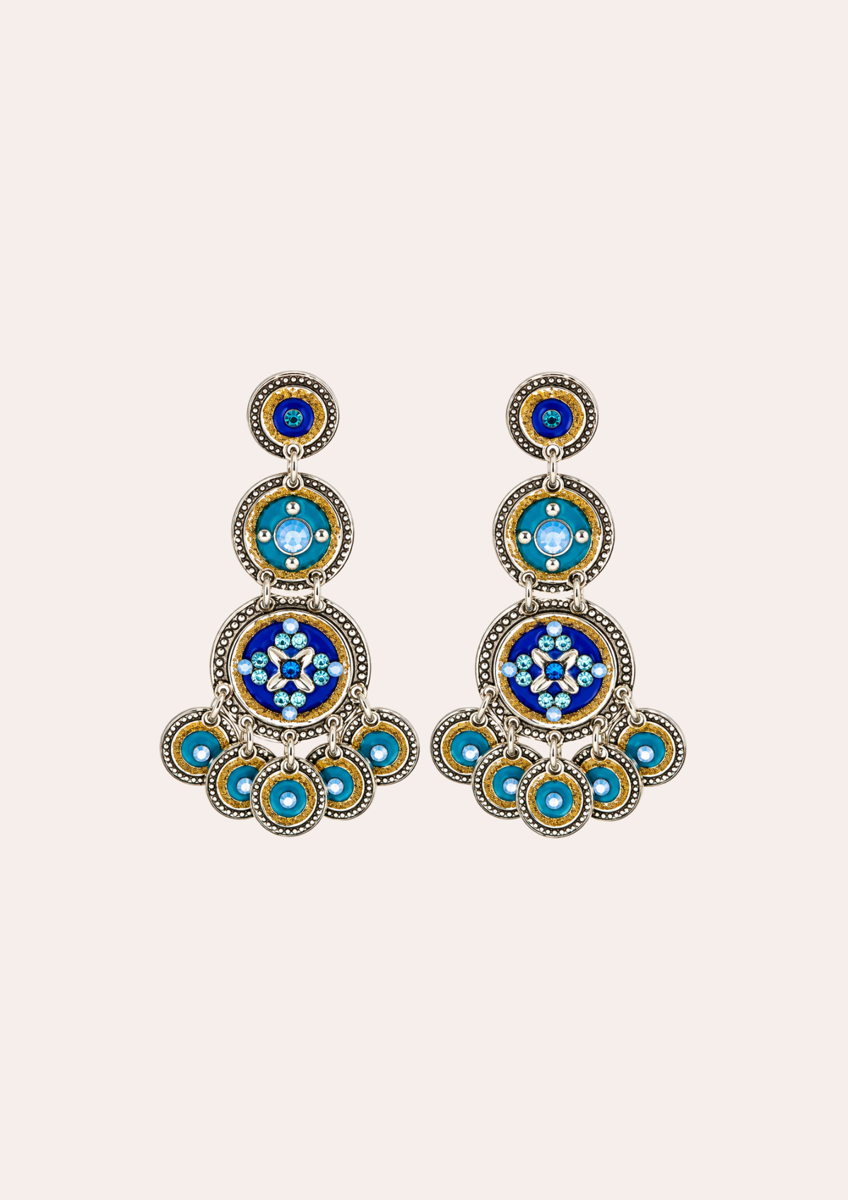 GAS Bijoux earrings - Triple sequin blue silver
