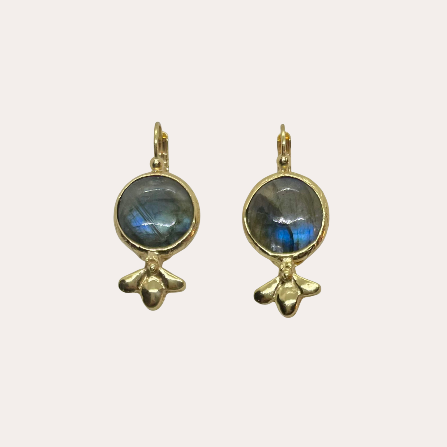 Boucles d'oreilles GAS Bijoux - Serti or / labradorite
