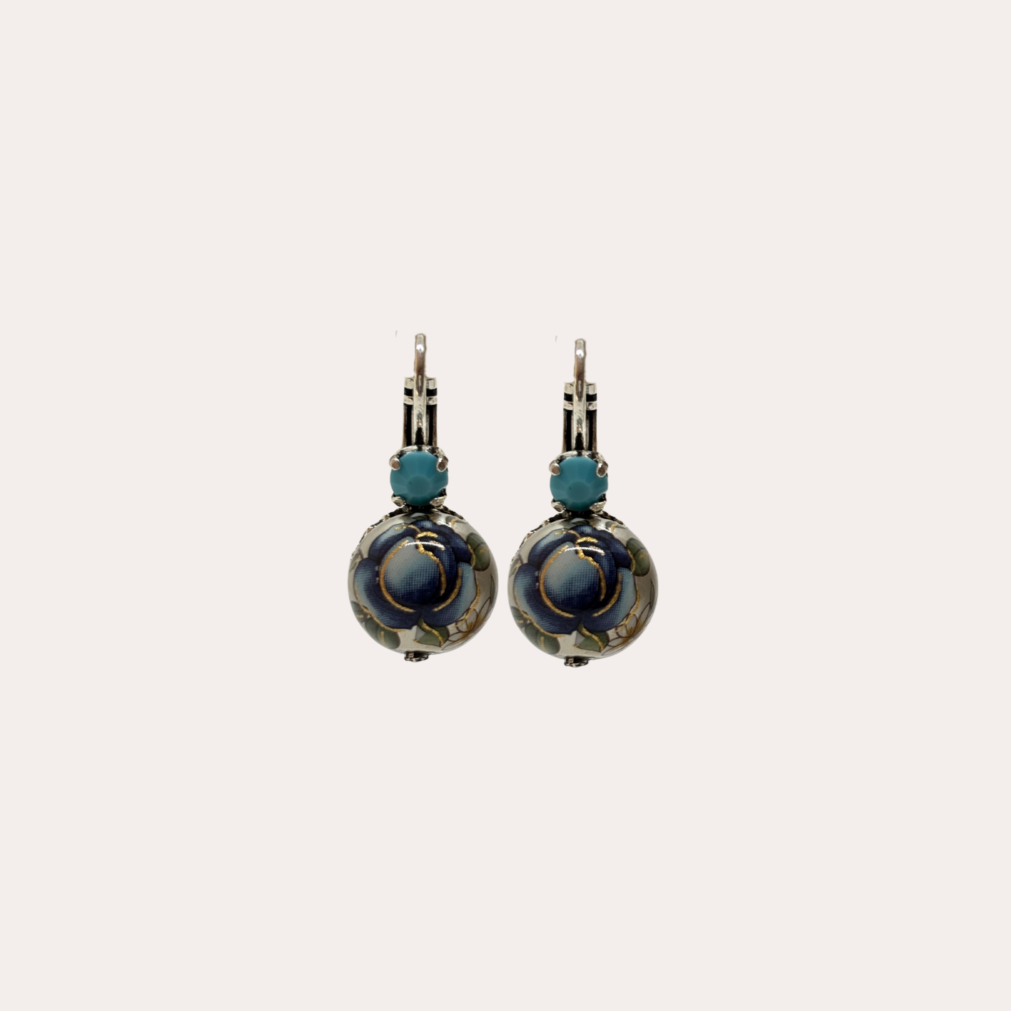 Boucles d'oreilles GAS Bijoux - Boules chinoises mini gris / bleu argent