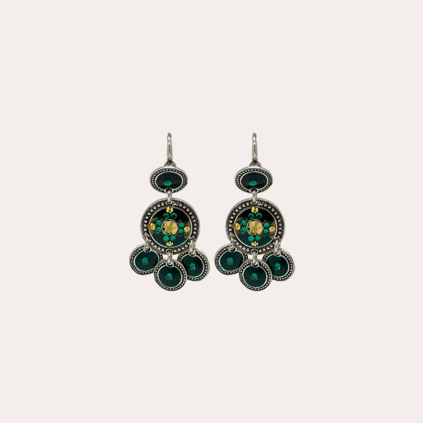 Boucles d'oreilles GAS Bijoux - Sequins vert argent
