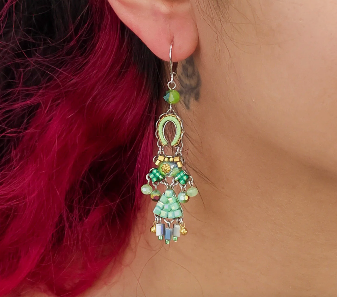 Ayala Bar Earrings - Green Seagrass Enhalus