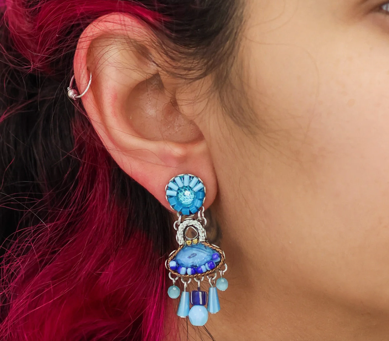 Ayala Bar Earrings - Blue Bayou Horizon turquoise / silver