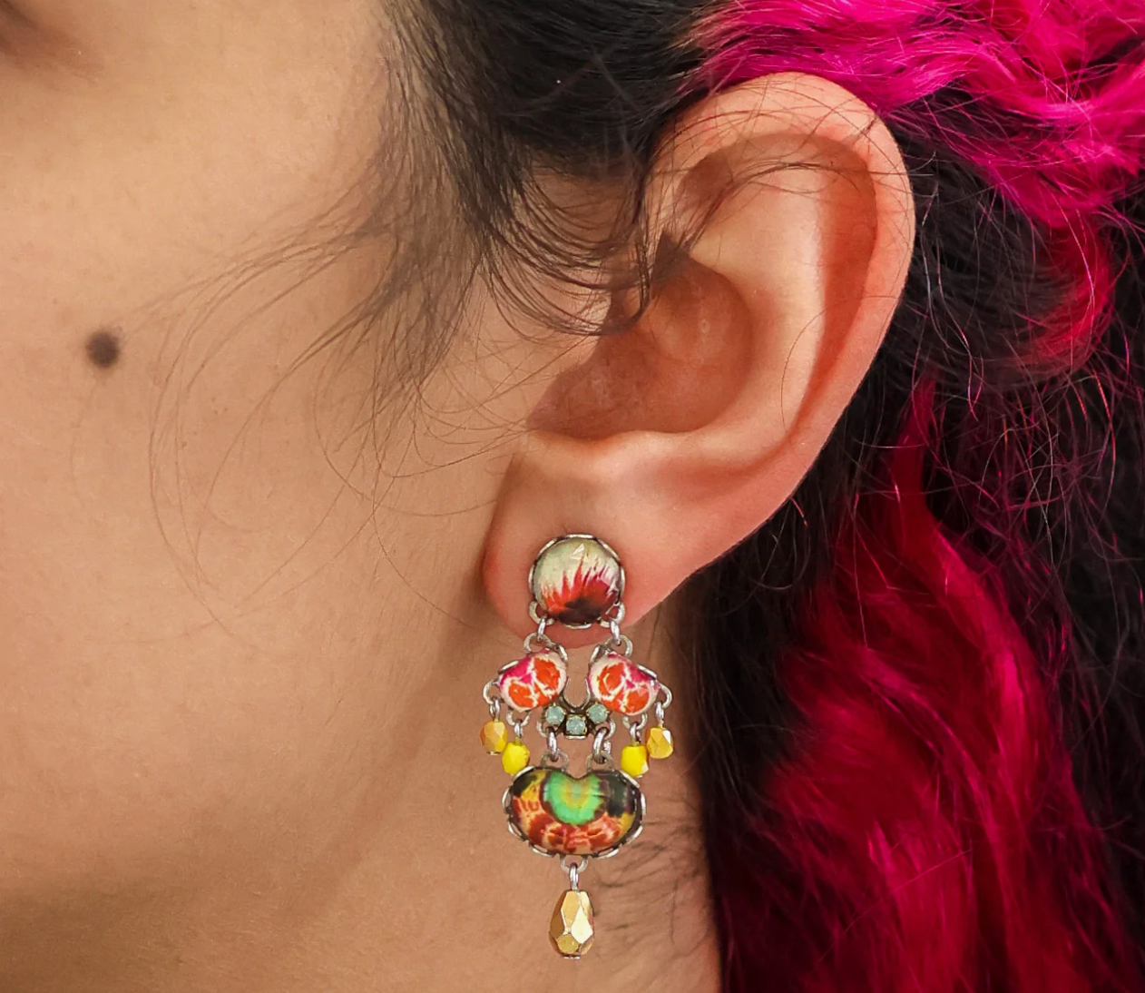 Ayala Bar Earrings - Sunflower Surprise Bliss / yellow and pink