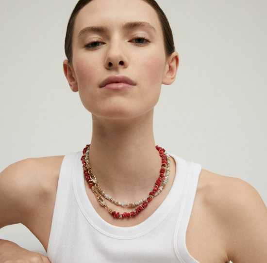 Collier GAS Bijoux - Aloha mini corail bambou or