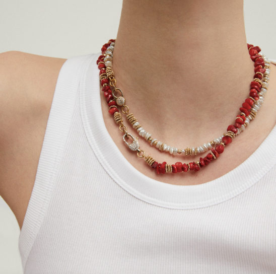 Collier GAS Bijoux - Aloha mini corail bambou or