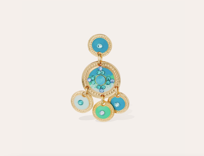 Boucles d'oreilles GAS Bijoux - Sequins double turquoise or