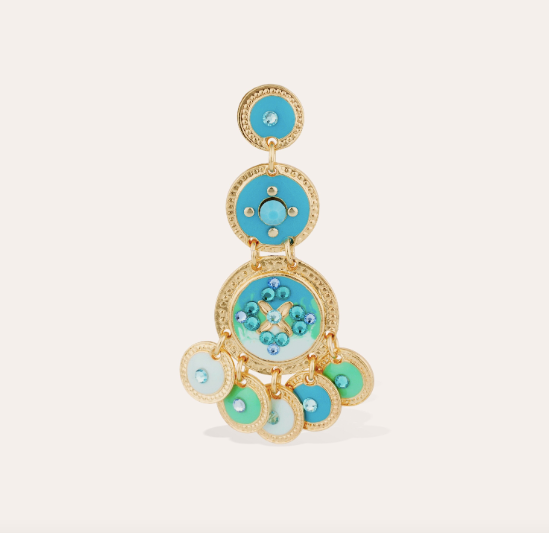 Boucles d'oreilles GAS Bijoux - Sequins triple turquoise or