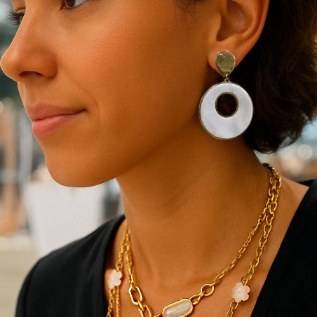 Chorange Jewellery earrings - OCIANE gold / mother of pearl