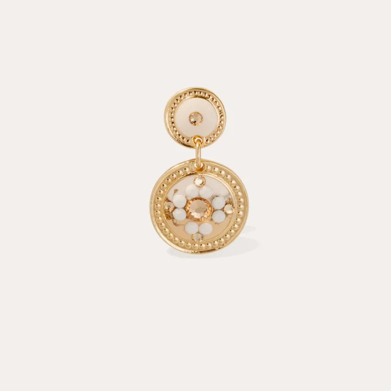 Gas Bijoux earrings - Gold sequin / powdery beige