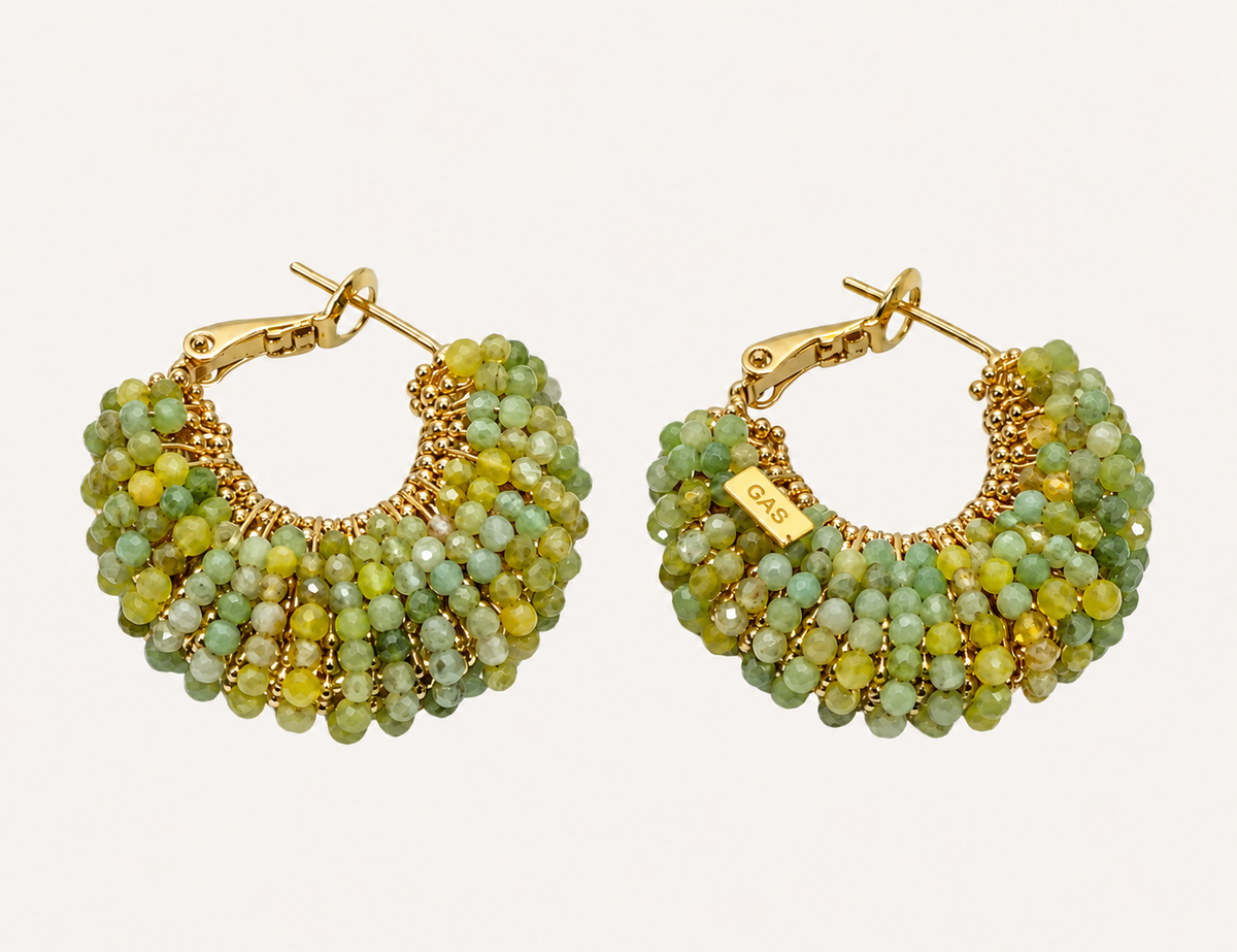 Boucles d'oreilles GAS Bijoux - Izzia petit modèle or vert acidulé