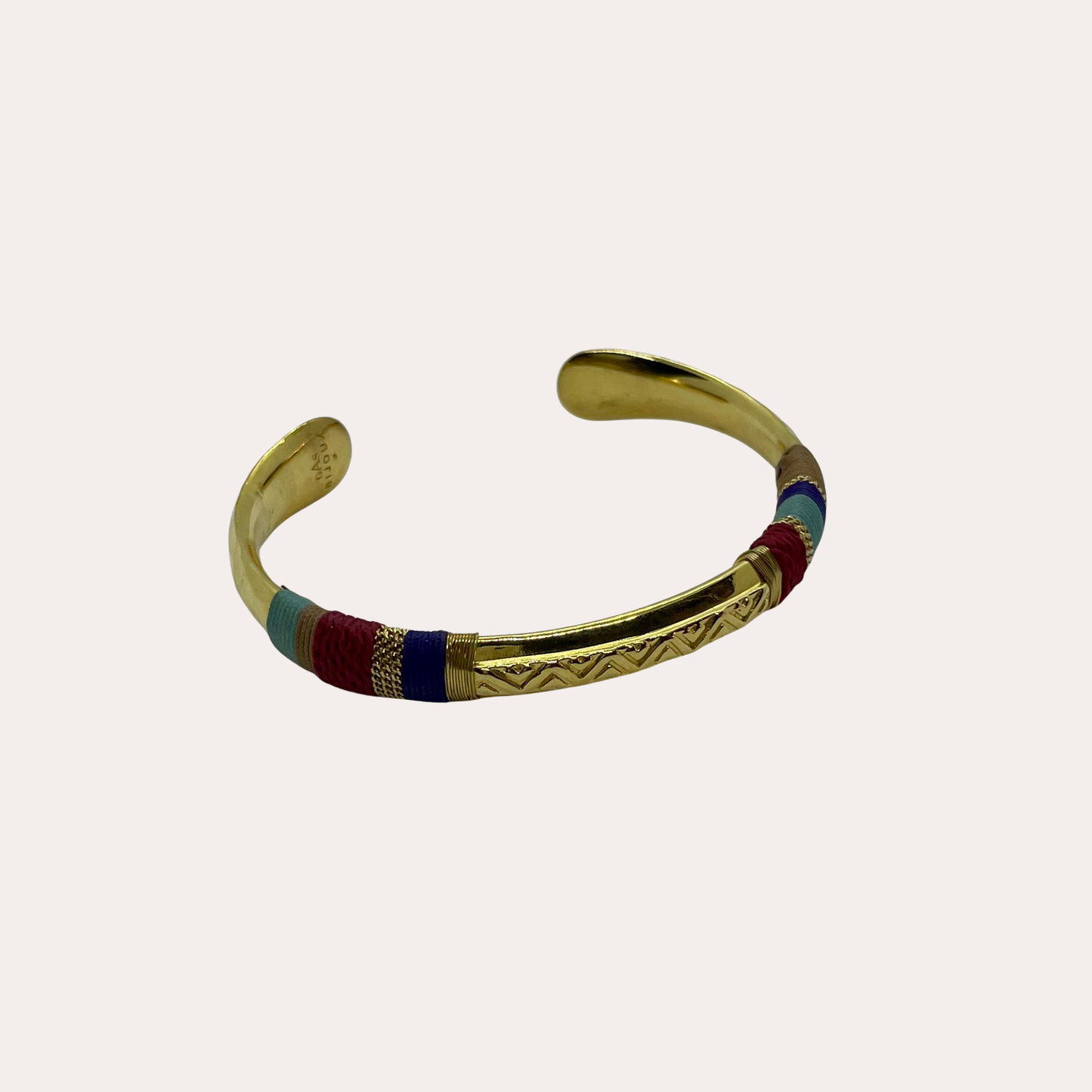 Jonc GAS Bijoux - Massai or bleu / rouge foncé