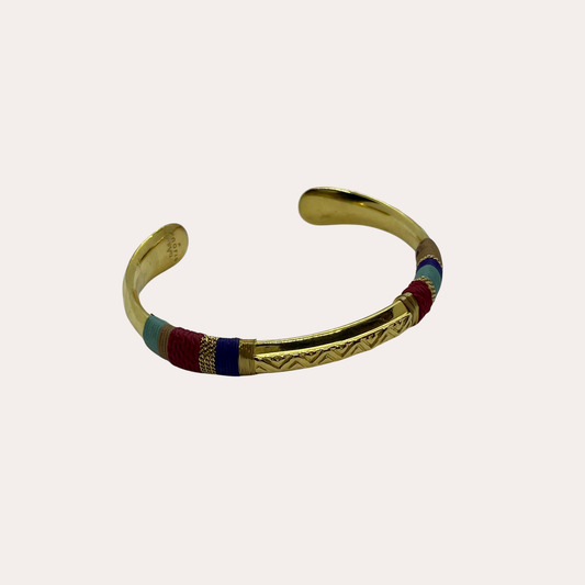 Jonc GAS Bijoux - Massai or bleu / rouge foncé