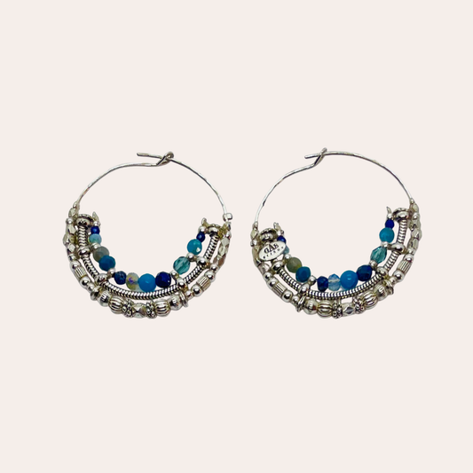 Boucles d'oreilles GAS Bijoux - Créoles Comédia argent / bleu