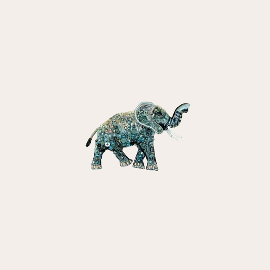 Broche Trovelore - éléphant bleu / gris