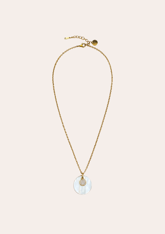 Collier Chorange or / nacre strass
