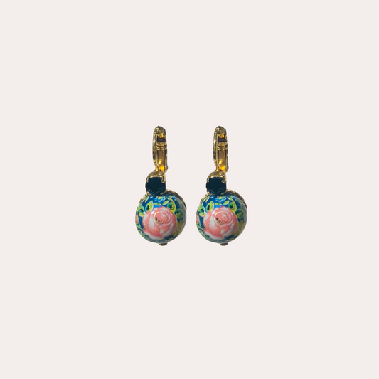 Boucles d'oreilles GAS Bijoux - Boules chinoises mini bleu or