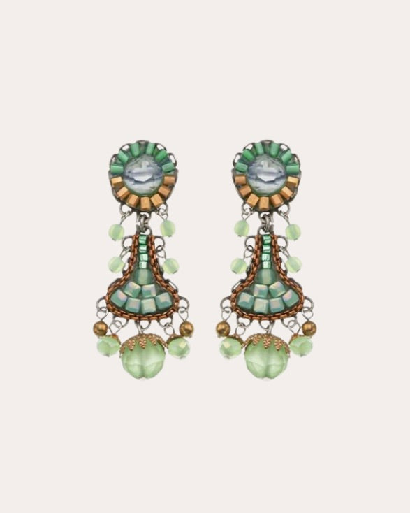 Ayala Bar Earrings - Green Seagrass Eelgrass