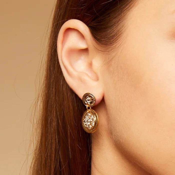 Boucles d'oreilles GAS Bijoux - Sequin simple cristal or