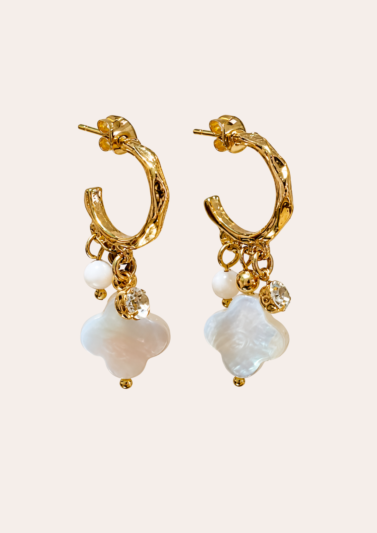 Boucles d'oreilles Chorange Bijoux - Créoles trèfle nacre