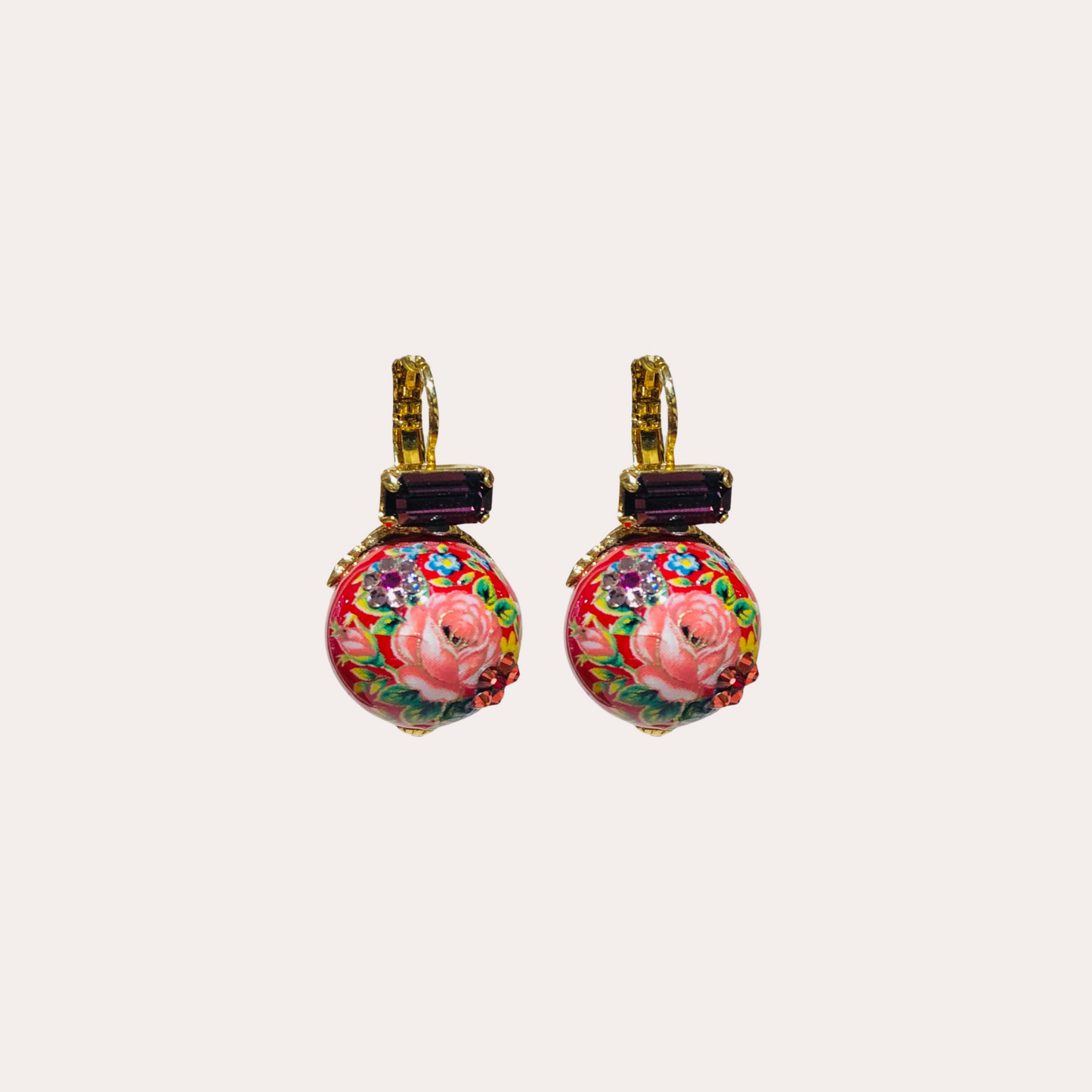 Boucles d'oreilles GAS Bijoux - Boules chinoises rouge or