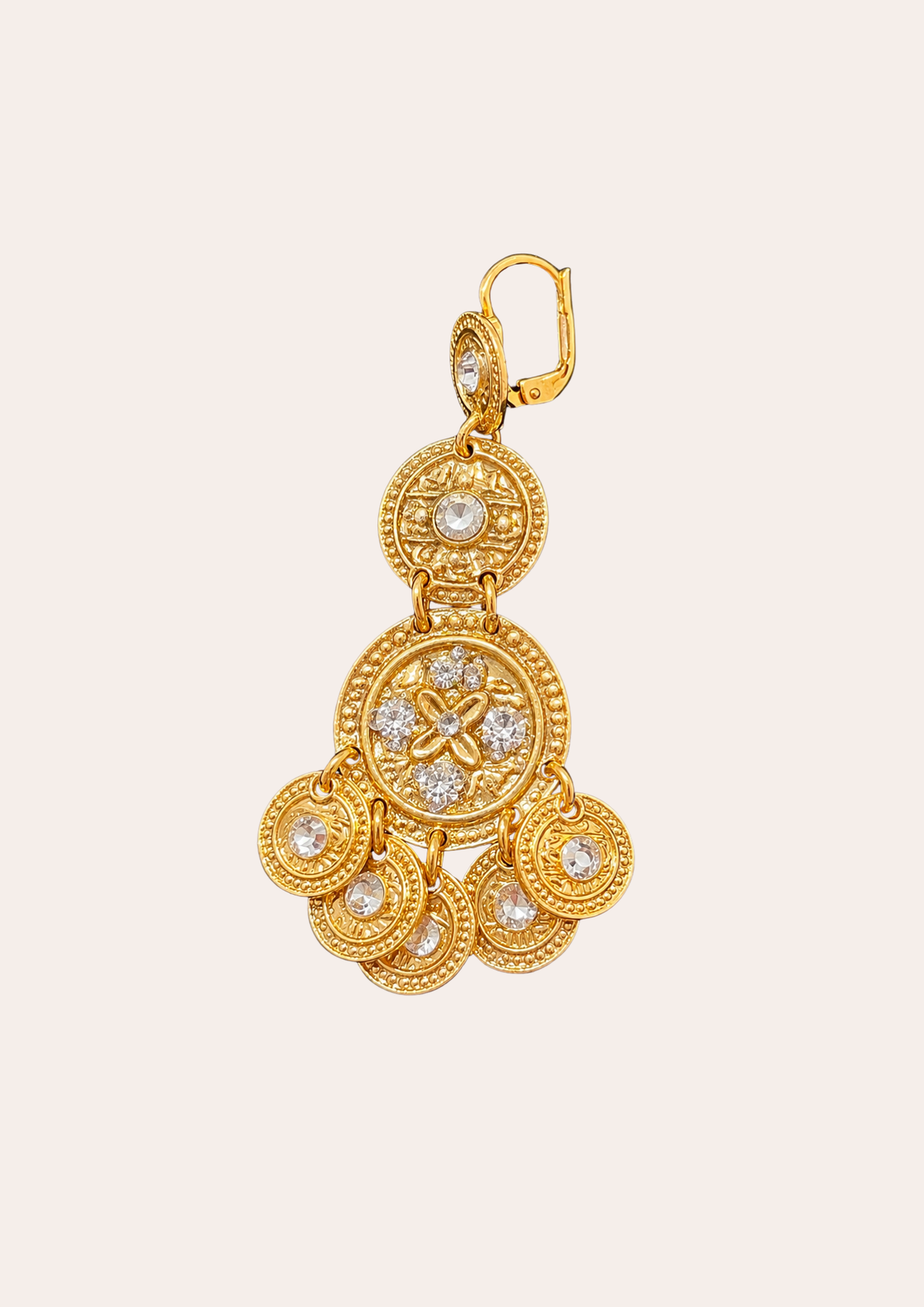 Boucles d'oreilles Gas Bijoux - Sequin trois rangs / or cristal dormeuses