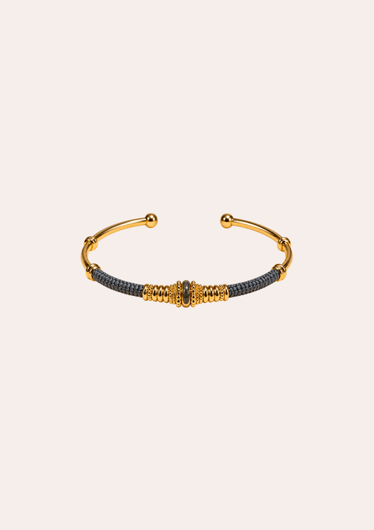 Bracelet Gas Bijoux - jonc Zizanie or / gris foncé antracythe