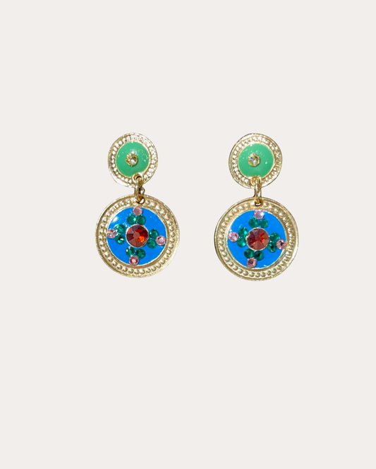 Boucles d'oreilles GAS Bijoux - Sequins or / bleu