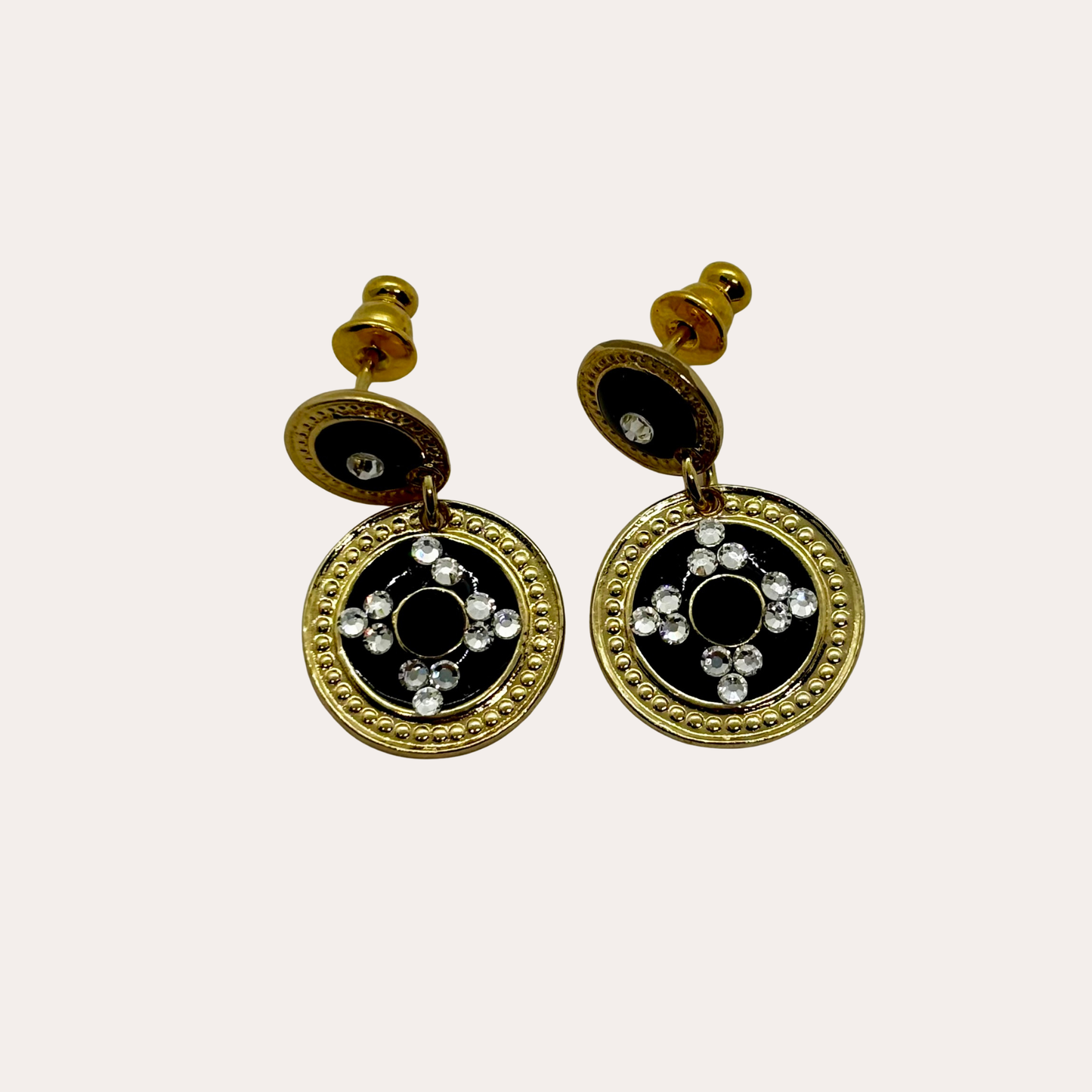 Boucles d'oreilles GAS Bijoux - Sequins or / noir