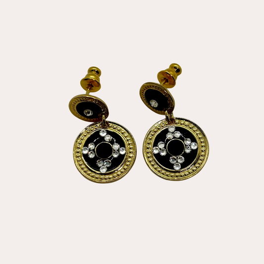 Boucles d'oreilles GAS Bijoux - Sequins or / noir