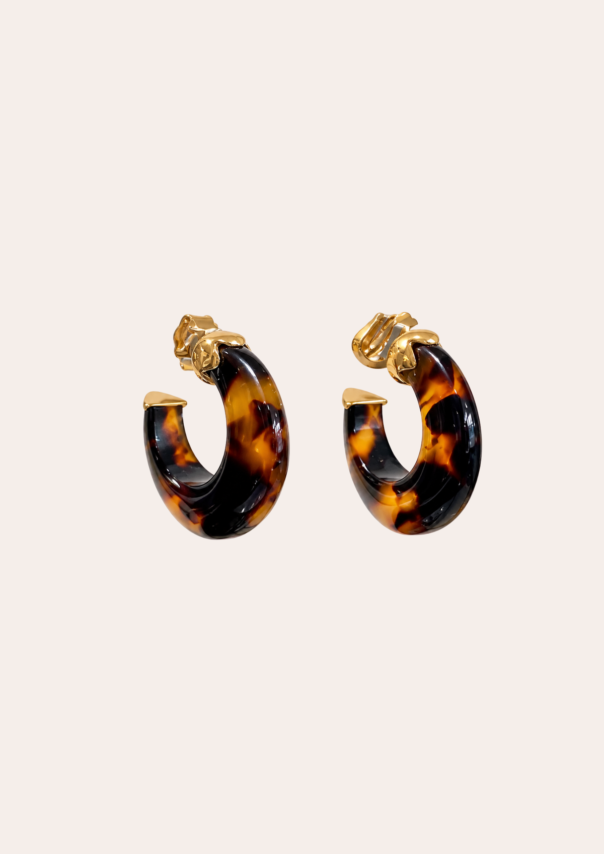 Boucles d'oreilles Gas Bijoux - créoles Abalone mini or acétate / écaille marron