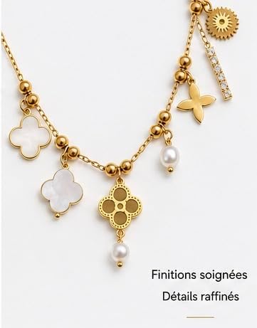 Collier breloques acier inoxydable