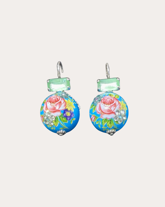 Gas Bijoux Earrings - Decalco Chinese Silver / Blue Balls