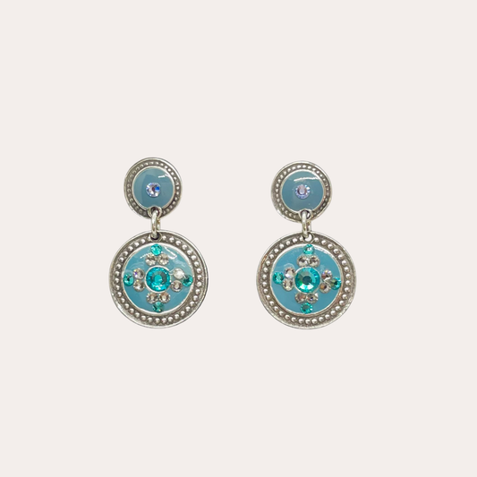 Boucles d'oreilles GAS Bijoux -  Sequin simple argent / bleu