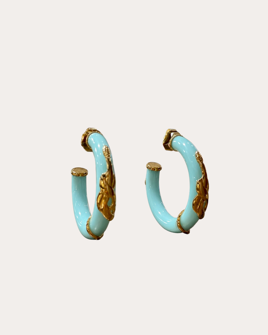 Boucles d'oreilles Gas Bijoux - Cobra petit modèle acétate bleu ciel / or